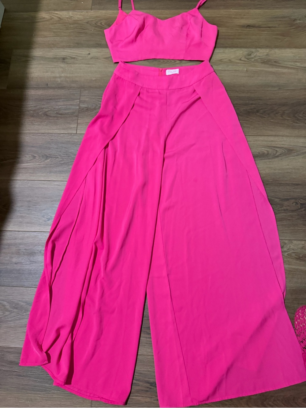 Pink Lily Hot Pink Wide-Leg Split Palazzo Pants